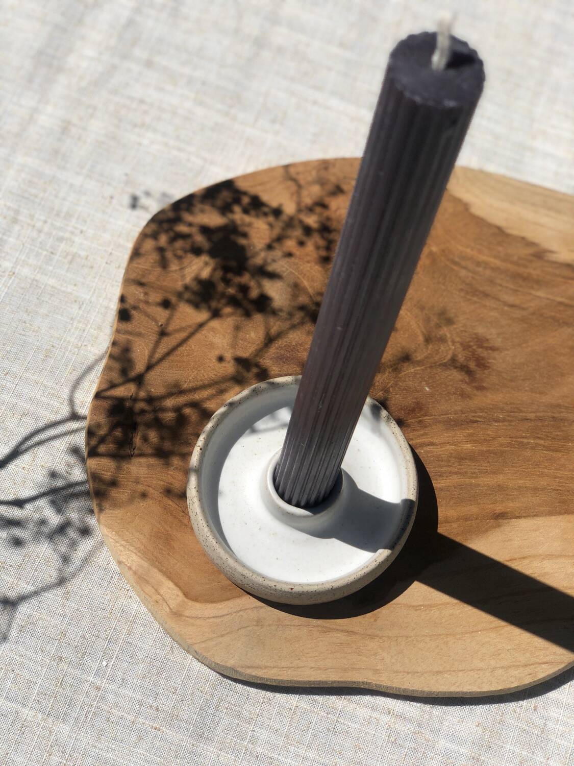 Loule candle holder in ceramic stoneware