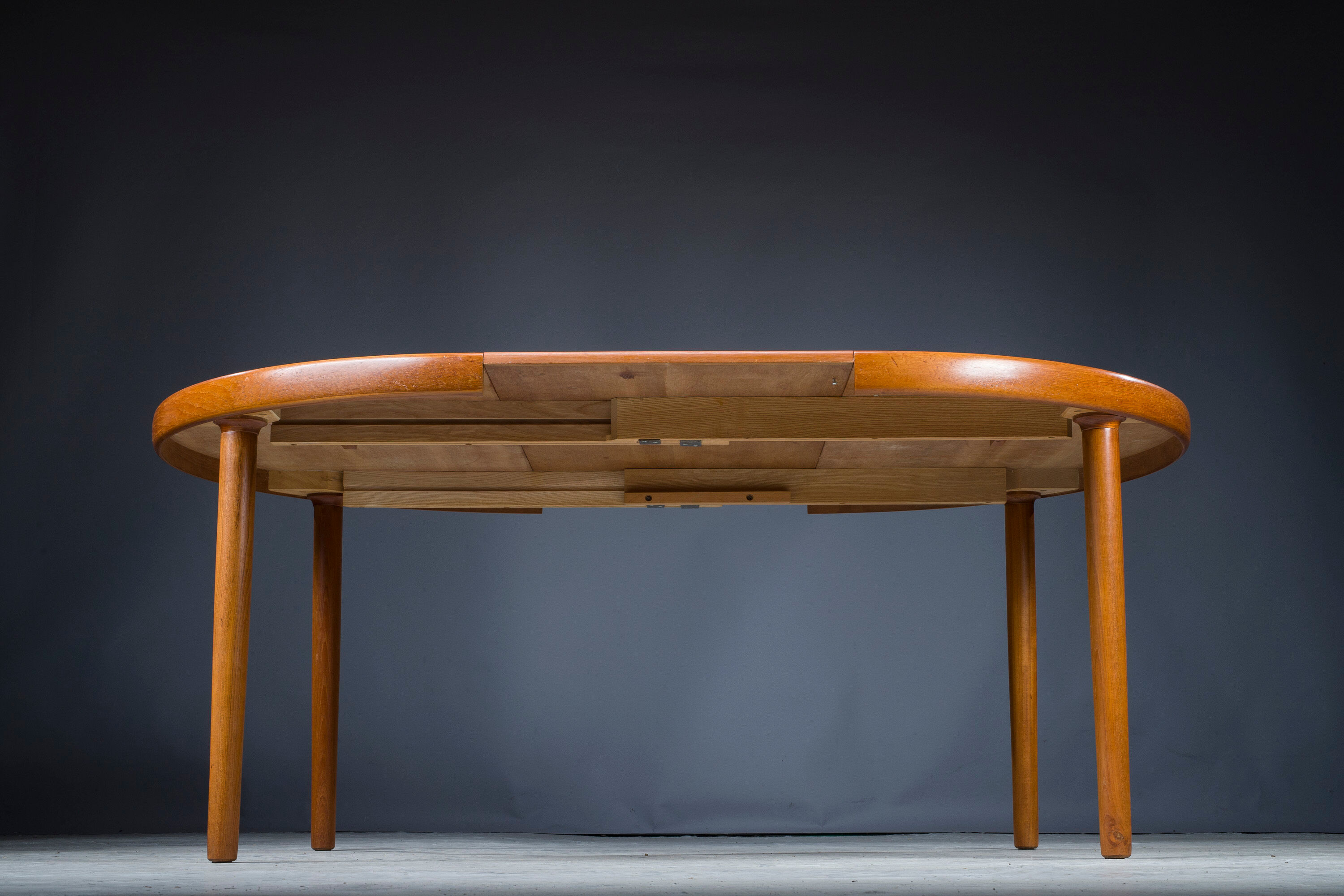 Danish Teak Round Folding Dining Table, 1960s