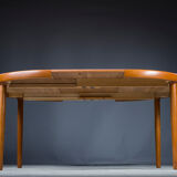 Danish Teak Round Folding Dining Table, 1960s