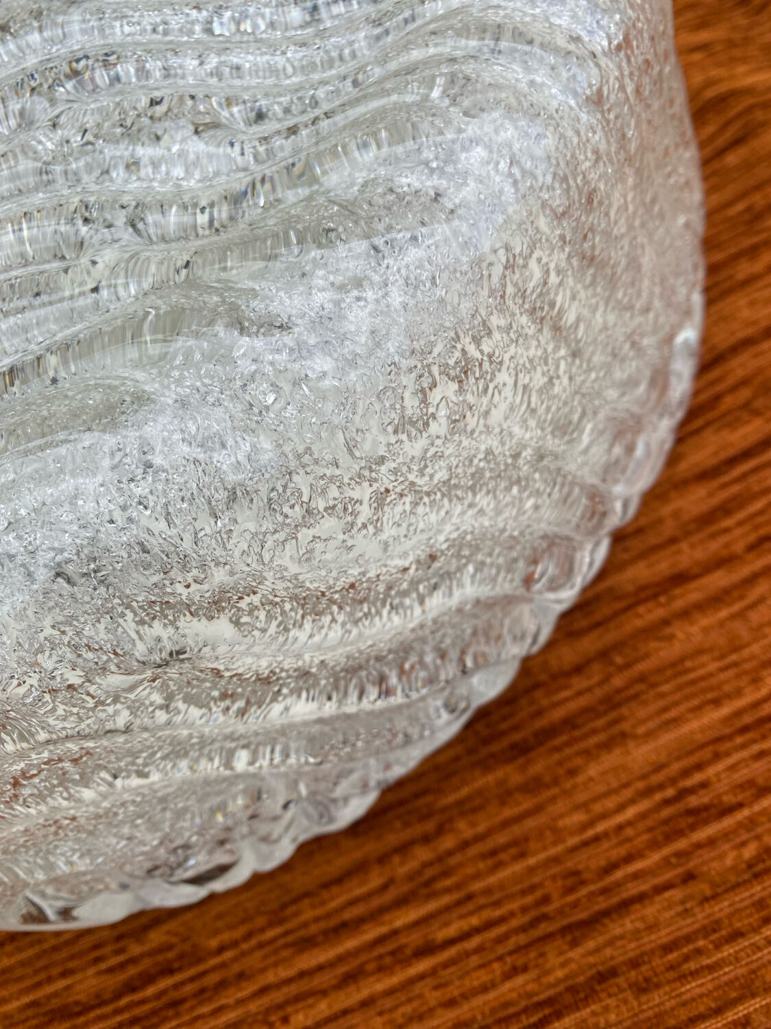 Vintage 1980s Round Molded Glass Ice Cube Wall Sconce