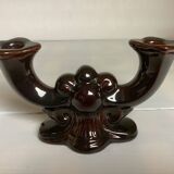 Art Deco brown double candle holder