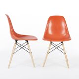 Orange Pair (2) Herman Miller Original Eames DSW Dining Side Shell Chairs