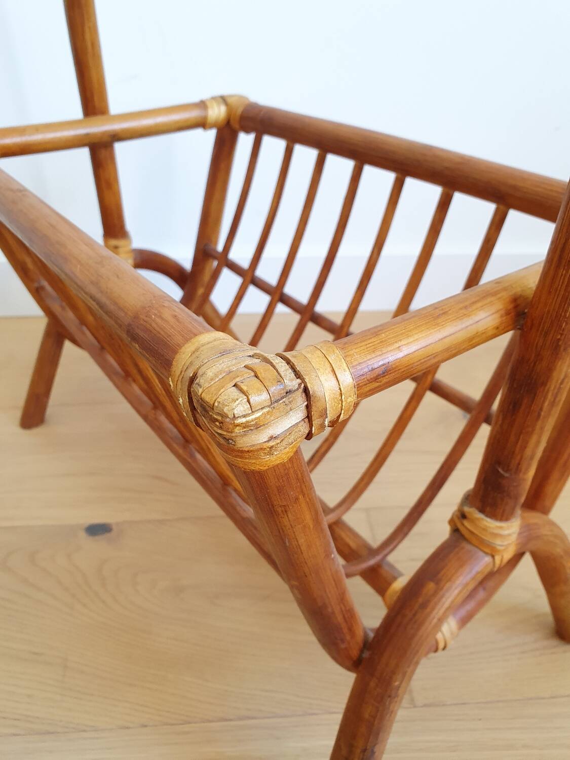 Vintage rattan magazine rack