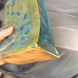 Vintage Modern Brutalist Blue Green Ceramic Vase Germany