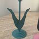 Duo of vintage metal and glass candlesticks