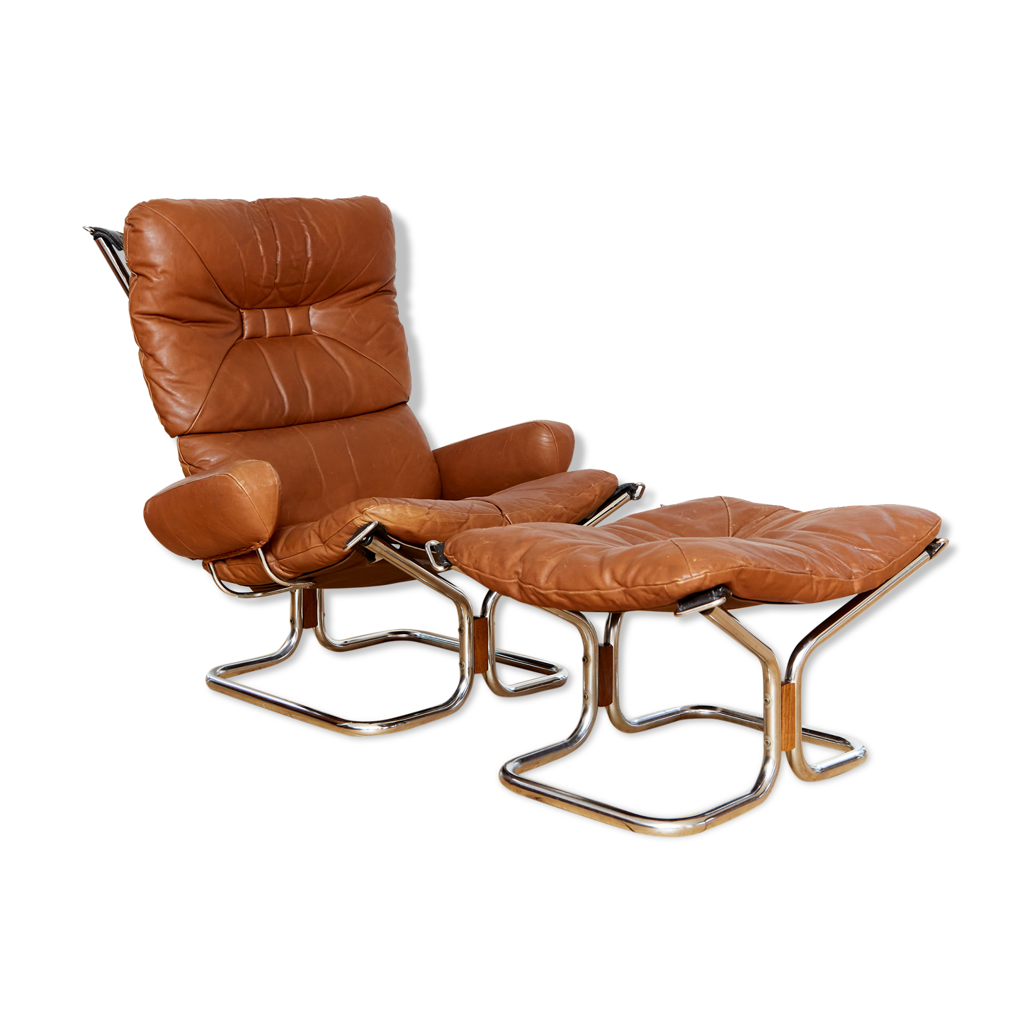 Fauteuil & ottoman design Harald Relling édité par Langlos Fabbriker Stranda Norvège