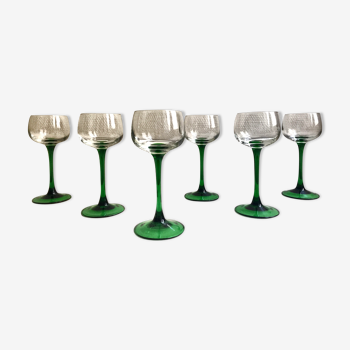 6 white wine of Alsace Luminarc France vintage glasses