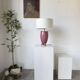 Pink and gold ceramic tripod table lamp