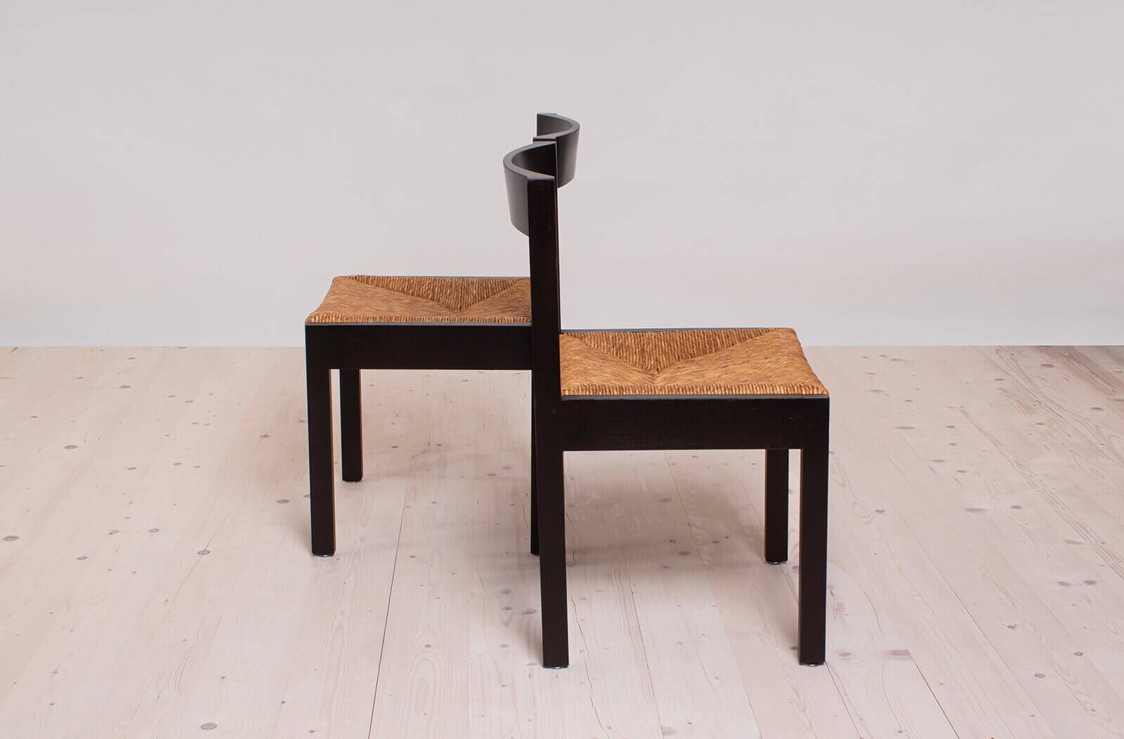 Vintage dining set, 4 chairs, extendable dining table, rope seating, 1970s