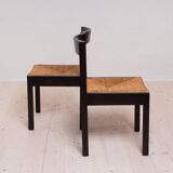 Vintage dining set, 4 chairs, extendable dining table, rope seating, 1970s