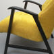 1950s armchair in yellow velour, completly restored
