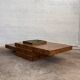 Table basse bar  en loupe d'orme et laiton par Roche Bobois, 1970s