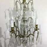 4 light bronze and crystal chandelier