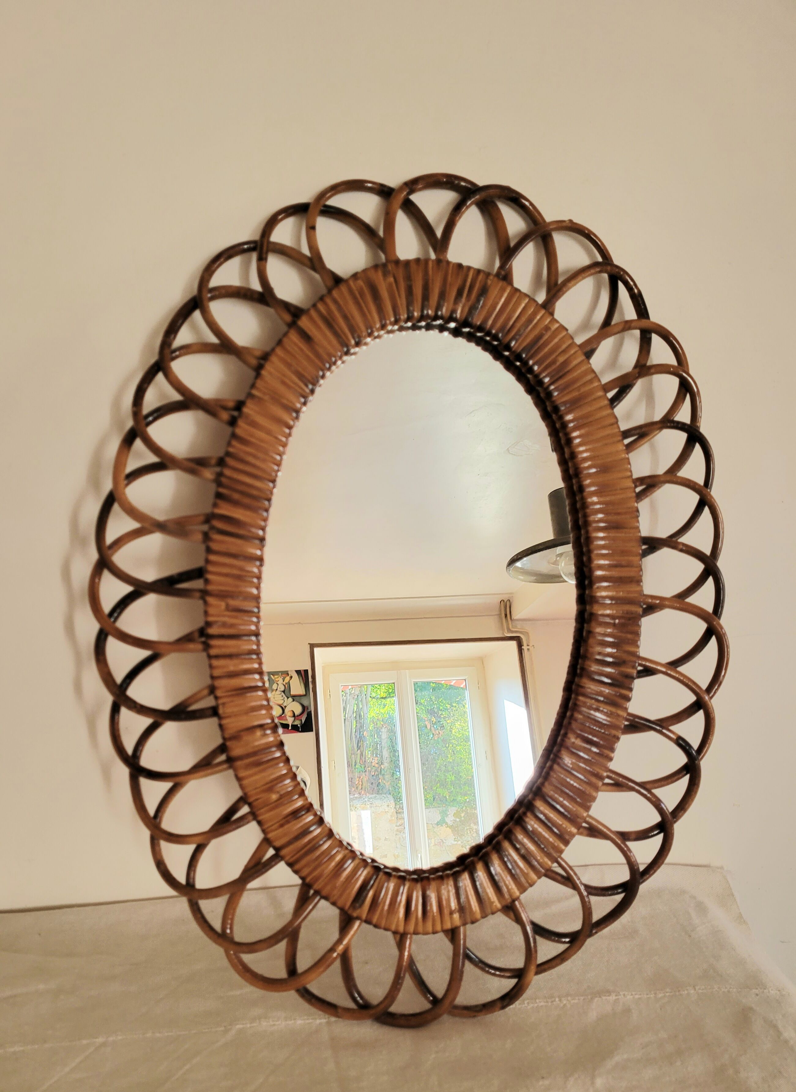 Oval rattan mirror 51 x 40 cm