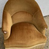Pair of golden velvet toad armchairs 1970