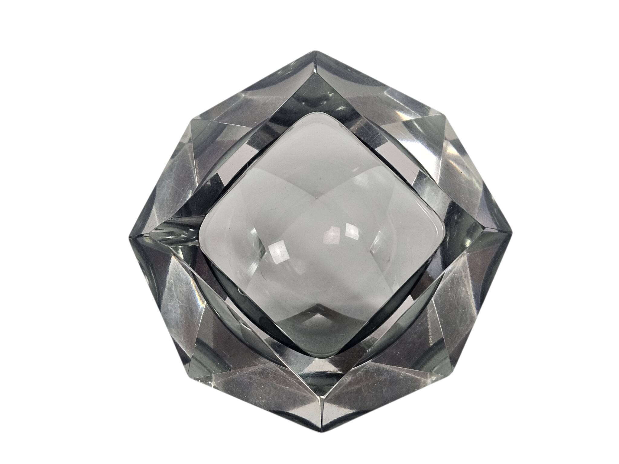 Murano - Flavio Poli - Seguso - Sommerso - Ashtray - clear glass - grey