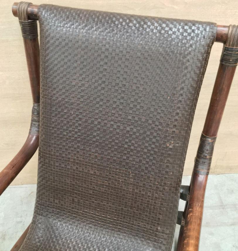 Fauteuil en bambou et en cuir