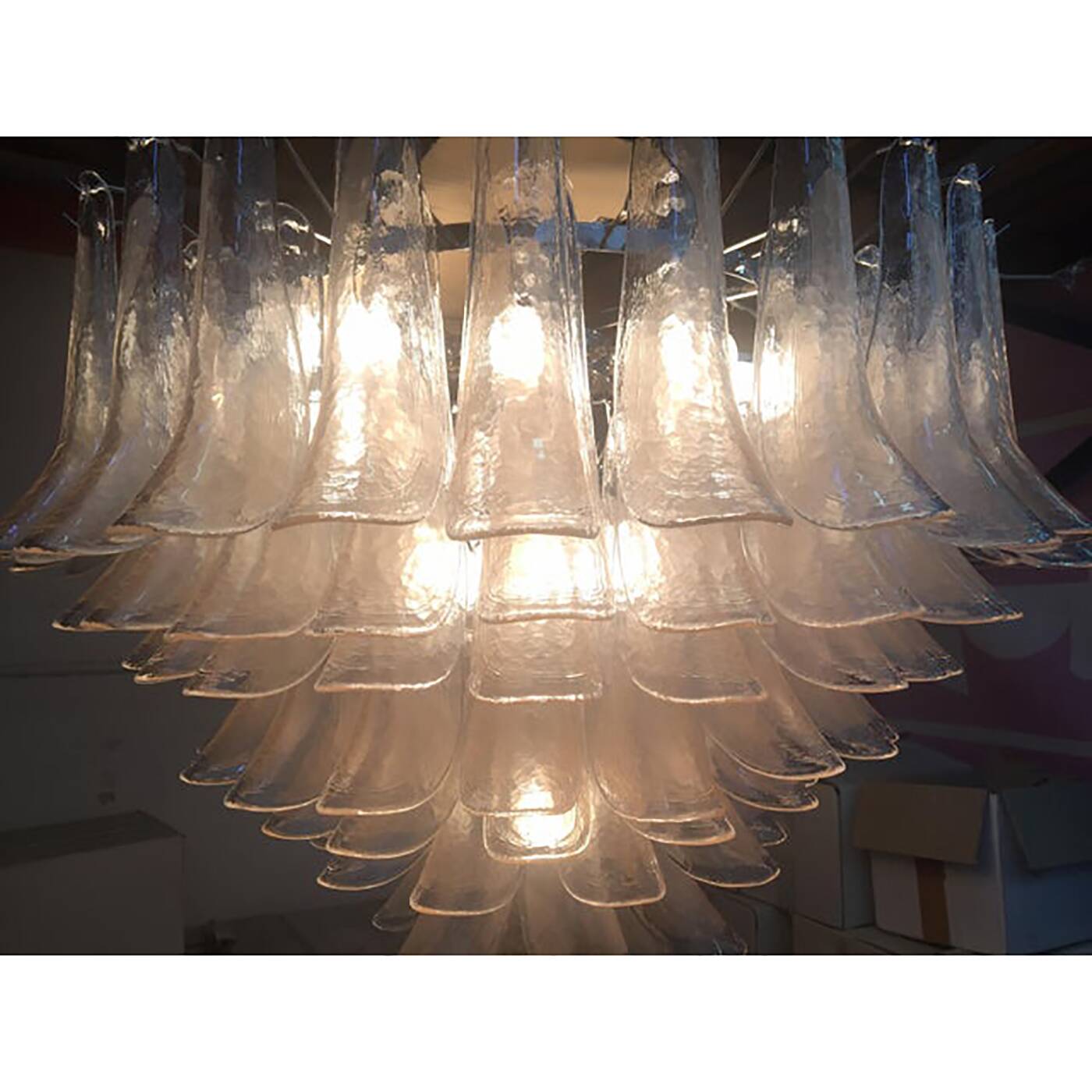 Monumental Murano Glass Selle Light Pink Italian Sputnik Chandelier