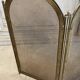 Vintage brass fireplace screen, folding spark guard with 4 panels,
