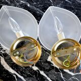 Pair of wall lamps "sheet" in opaque glass, murano, Italy 1980