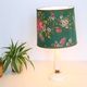 Marble and brass lamp, shade in flowery green fabric, 50s/60s