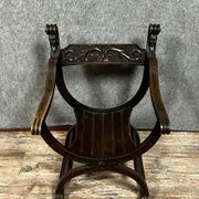 Dagobert Renaissance style armchair in solid wood, 19th century, circa 1850