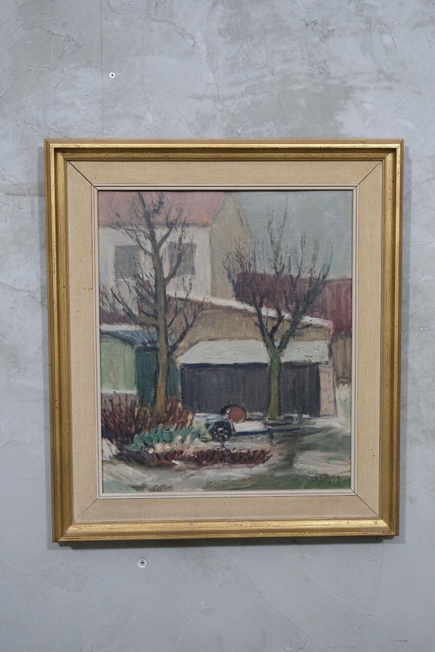 Scandinavian modern painting, 1960s, oil on canvas, framed, Gideon Isaksson