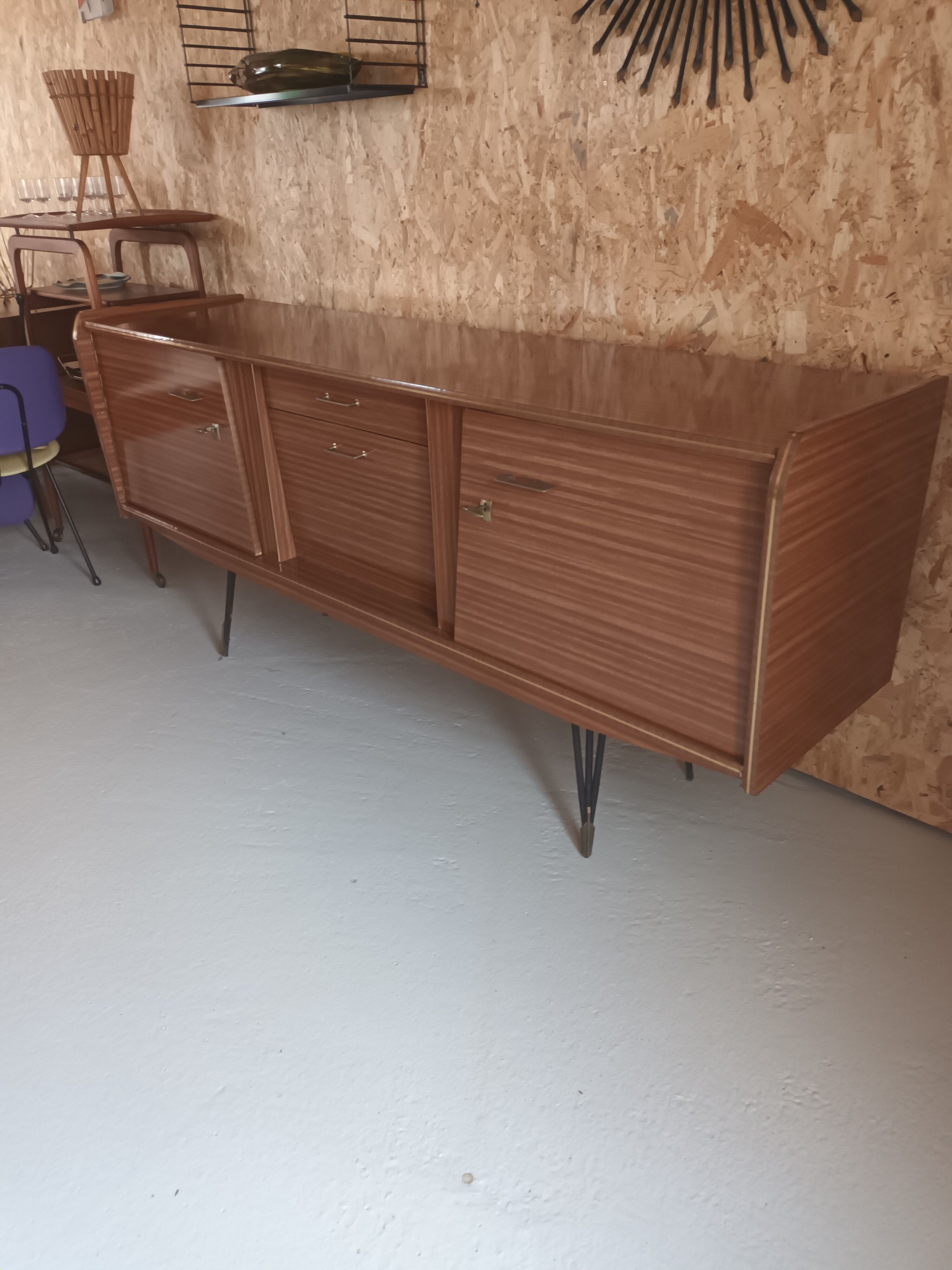 Brown formica sideboard