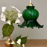 Vintage green glass tulip pendant light