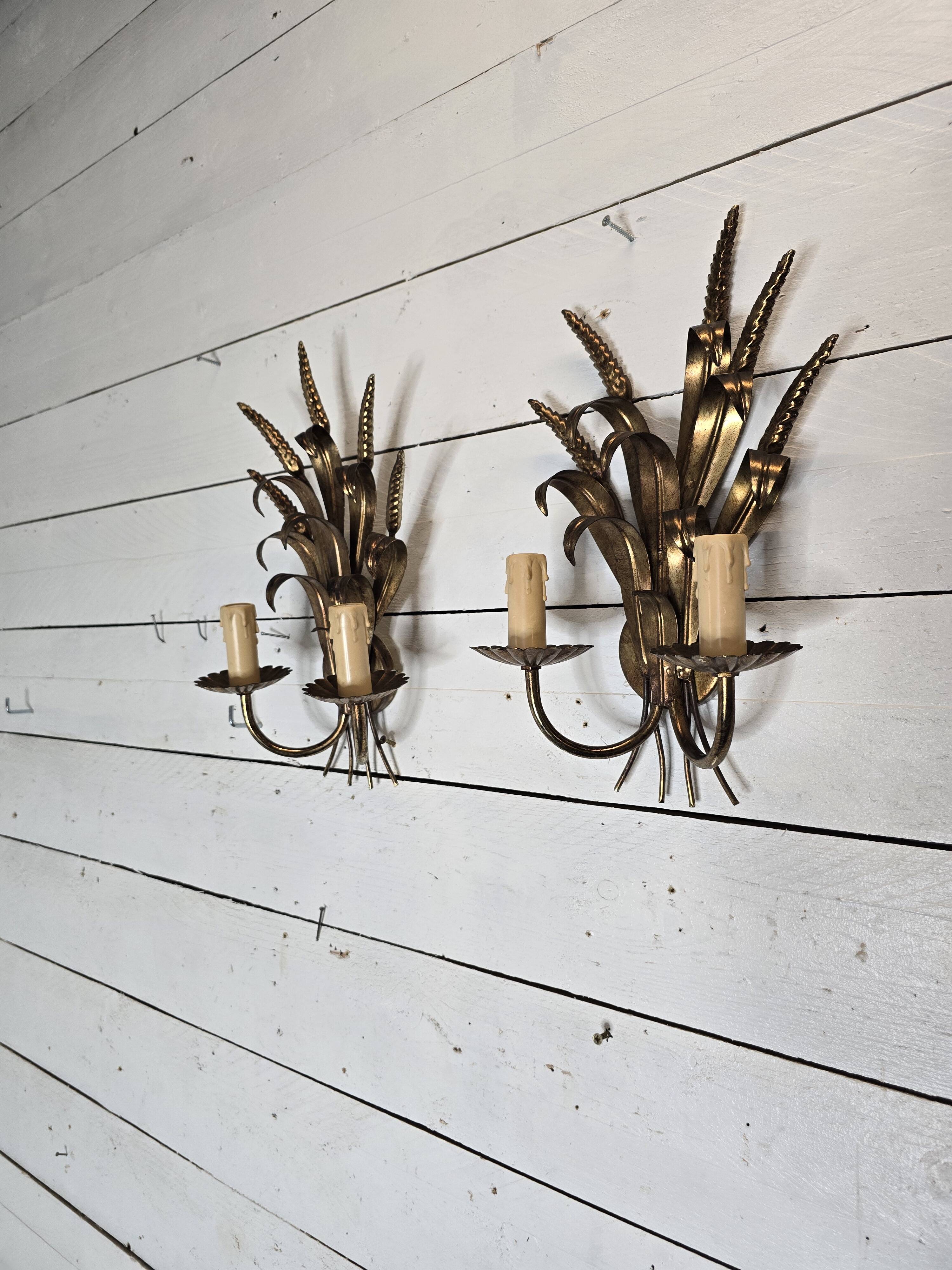 Pair of wheat ear wall lights from the 70s