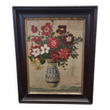 Old Flower Still Life On Canvas, early 1900s