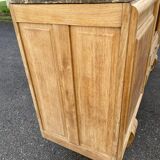 Buffet enfilade art déco rénovée en chêne massif brut et marbre gris 200cm