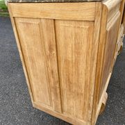 Renovated art deco sideboard in raw solid oak and gray marble 200cm