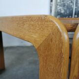 Square coffee table in light oak design 1970