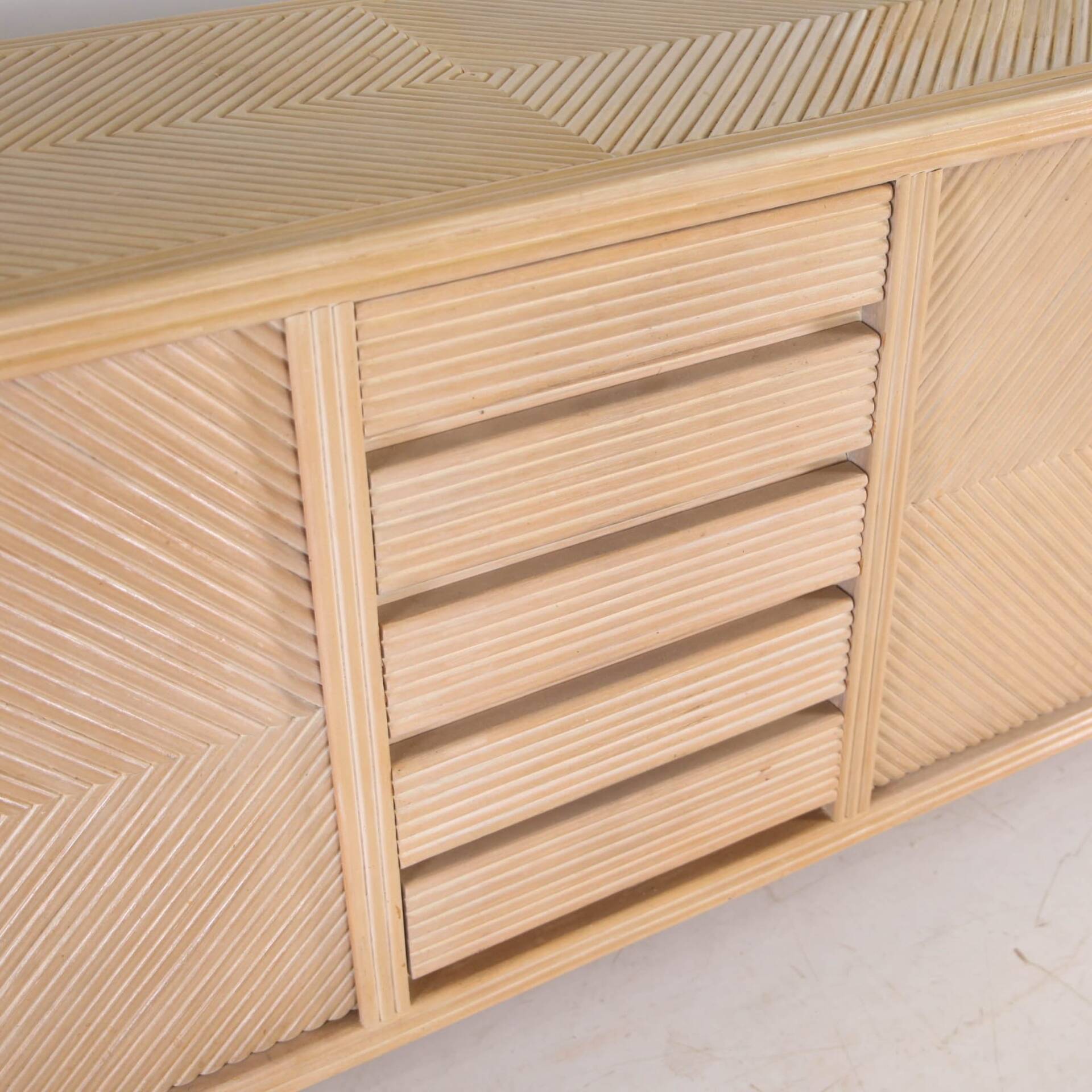 Rattan and brass sideboard