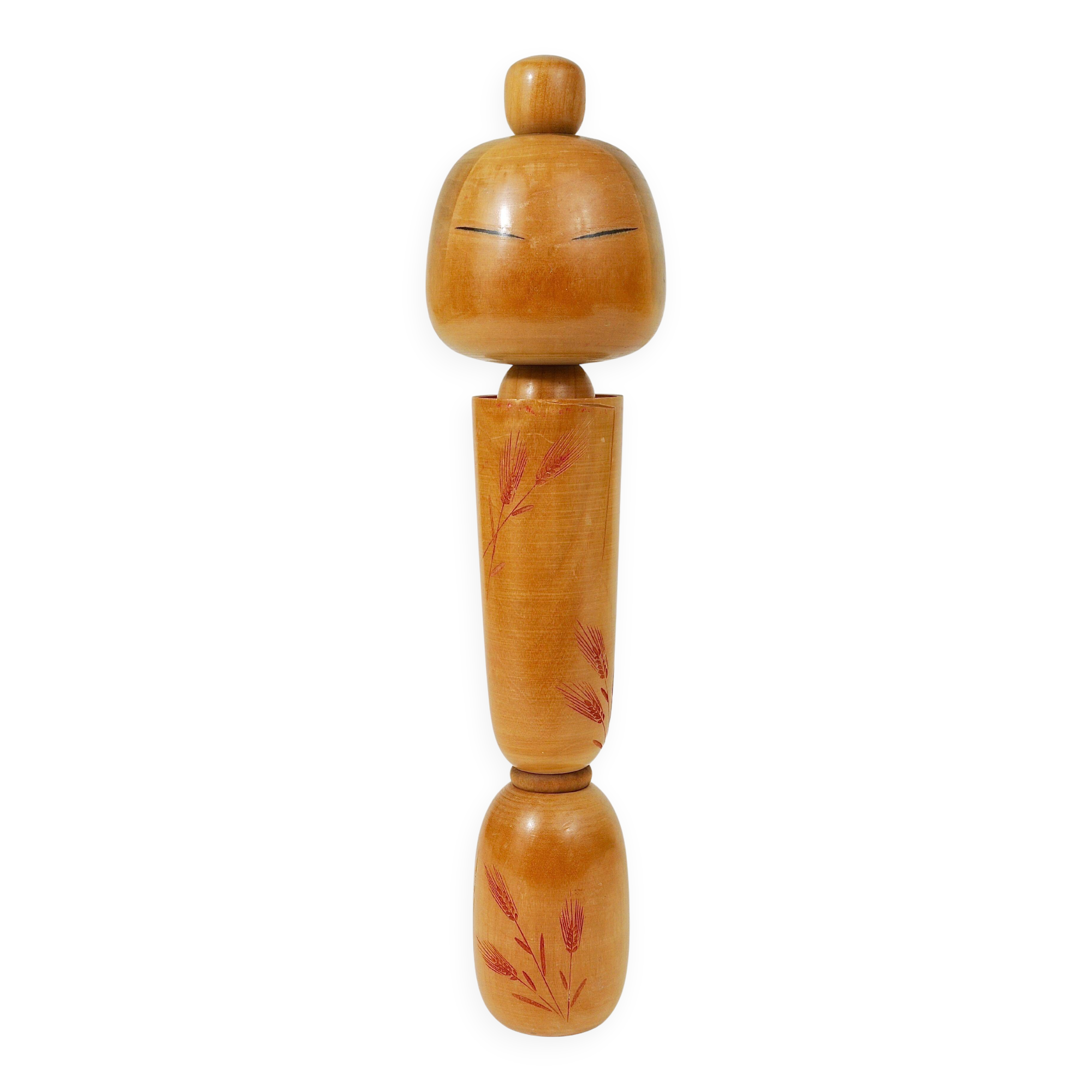 Decorative Kokeshi doll sculpture by Sadao Kishi from Japan, hand-painted.