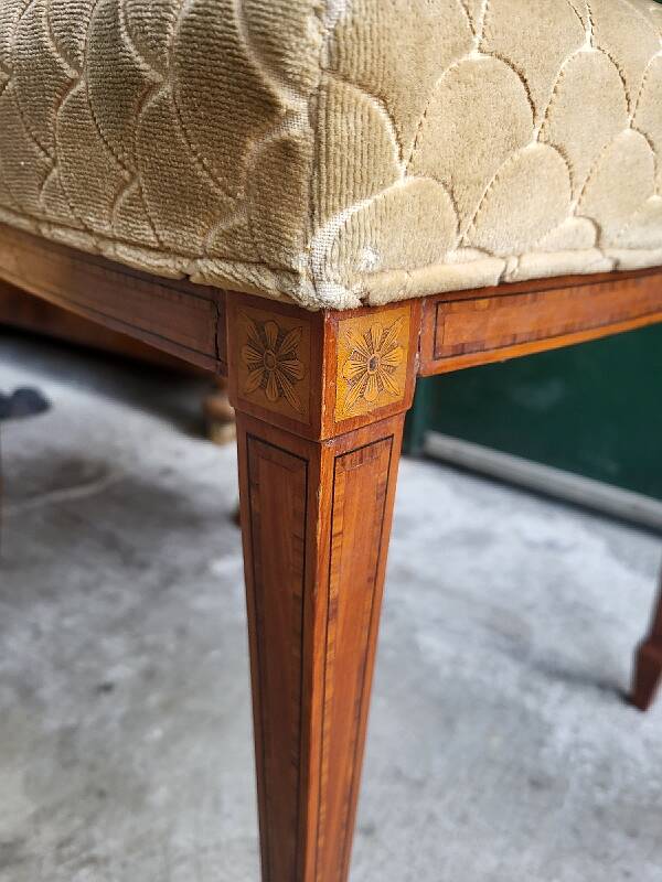 Series of 4 directory chairs in marquetry and cherry wood