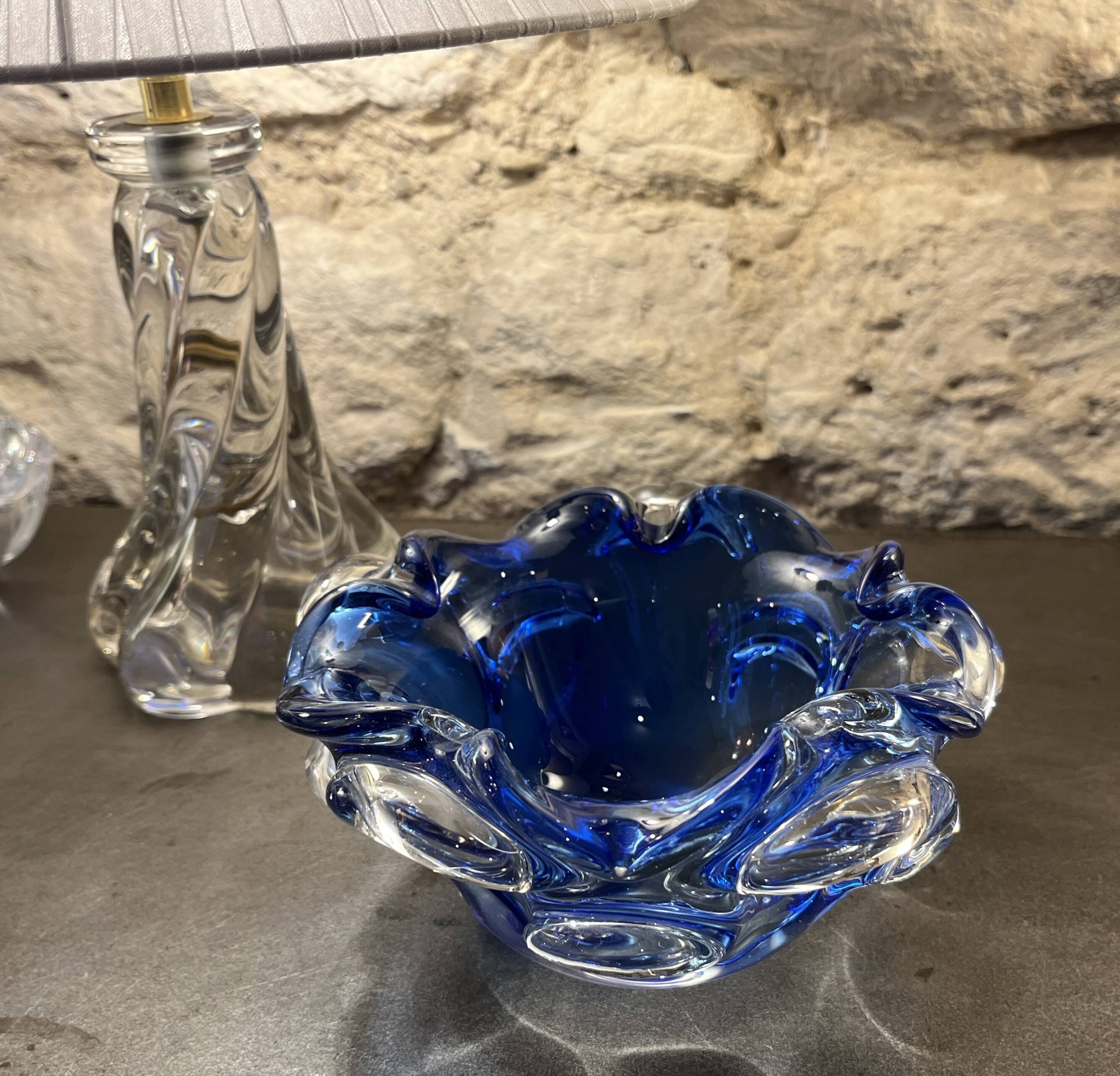 Large blue glass catchall - Murano Venice 1960