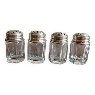 Sel poivre en cristal et argebt ercuis