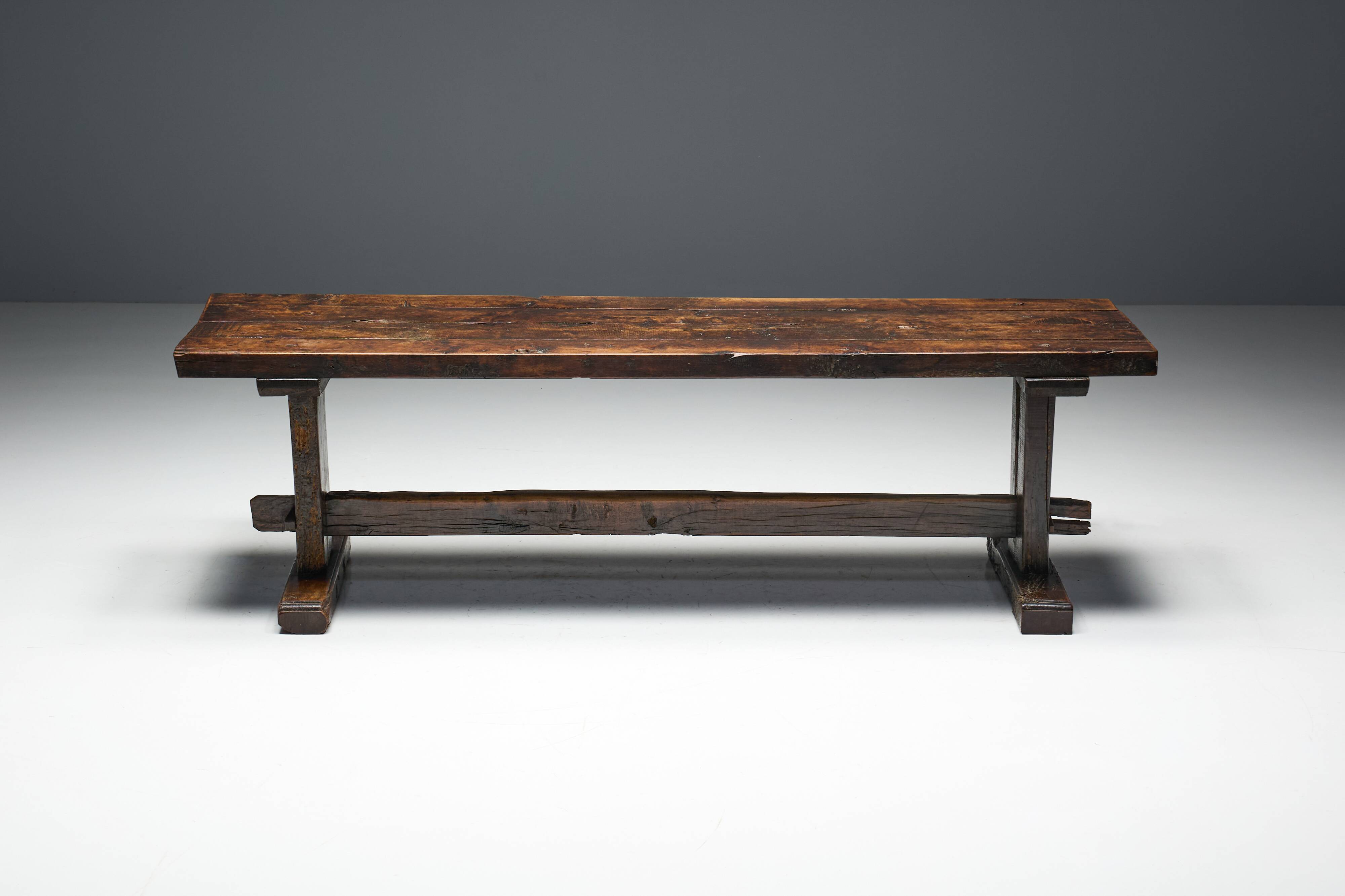 Robust Travail Populaire Farm Table, France, 19th Century