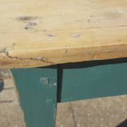Table de ferme d'appoint patine turquoise