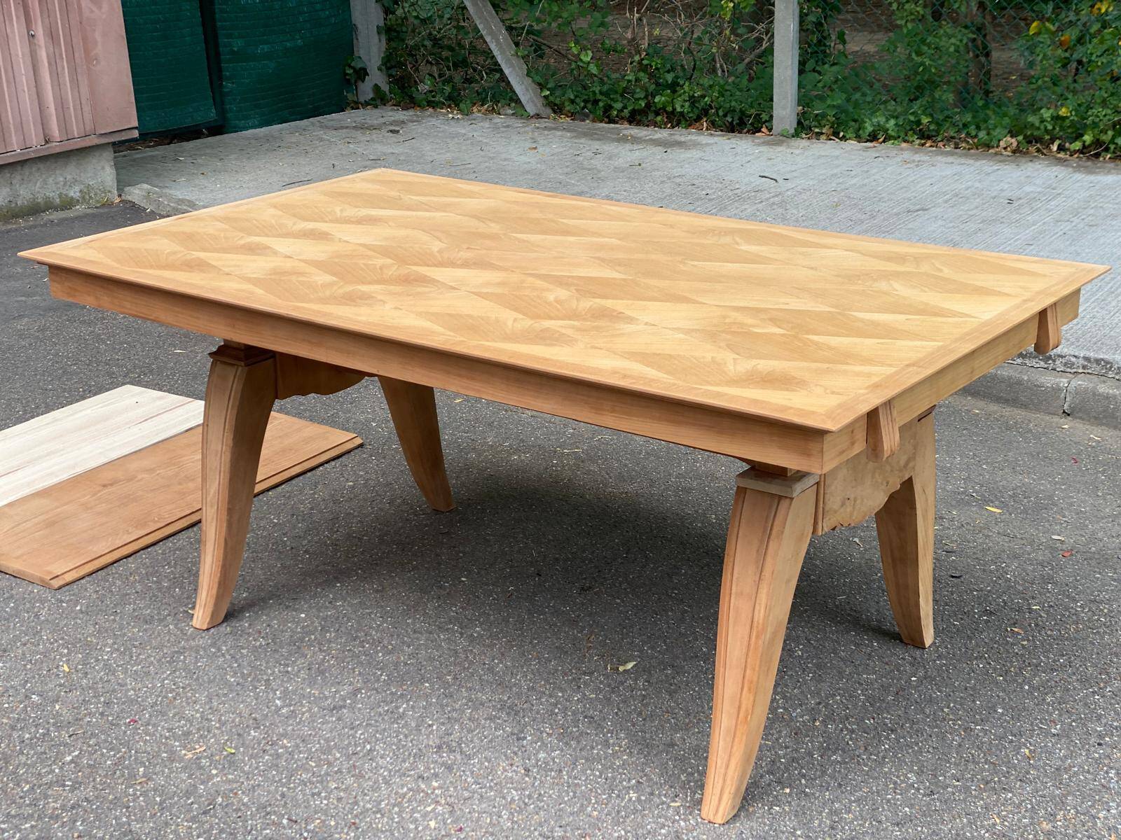 Renovated 1950s wooden Art Deco extendable dining table.