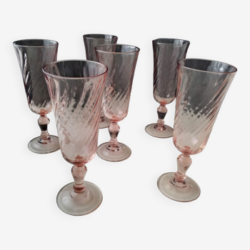 6 flutes à champagne vintage luminarc modèle rosaline