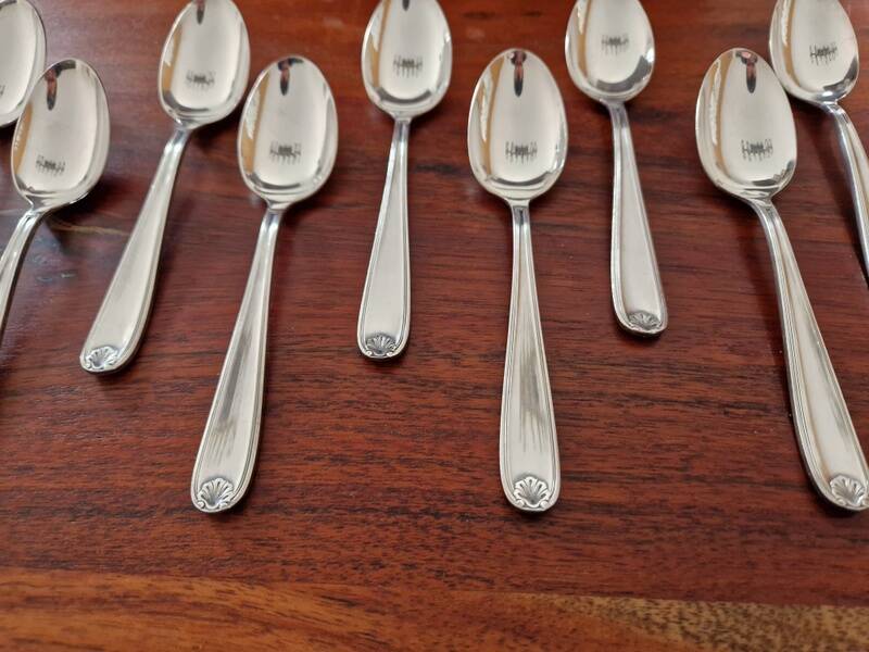 Christofle, Paris - Set of 9 small spoons (coffee) - Marot/Bérain model - in silver-plated metal