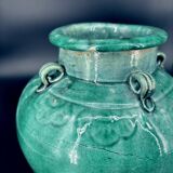 Pair of ancient turquoise glazed stoneware vases, China, late 19th century.
