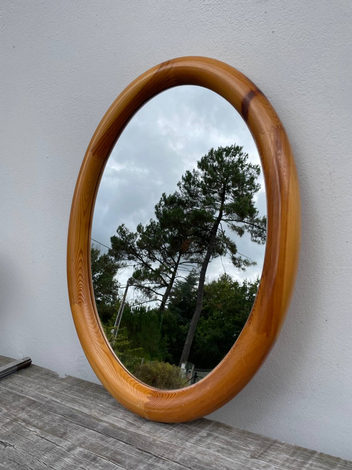 Oval pine mirror 1980 Regain