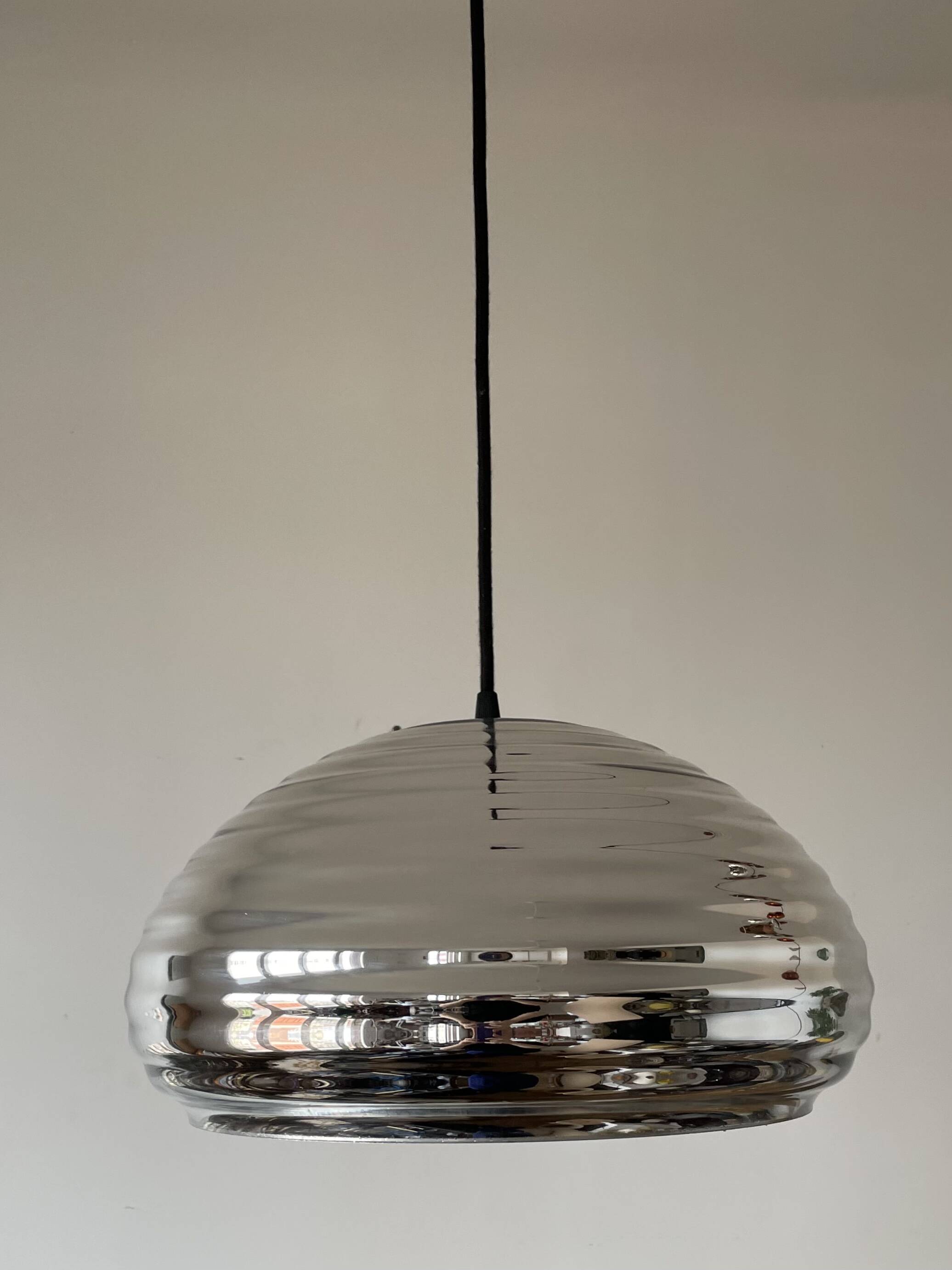 Vintage silver glass pendant light
