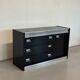 Vintage black lacquered and chrome sideboard | Italian Space Age sideboard from the 1970s