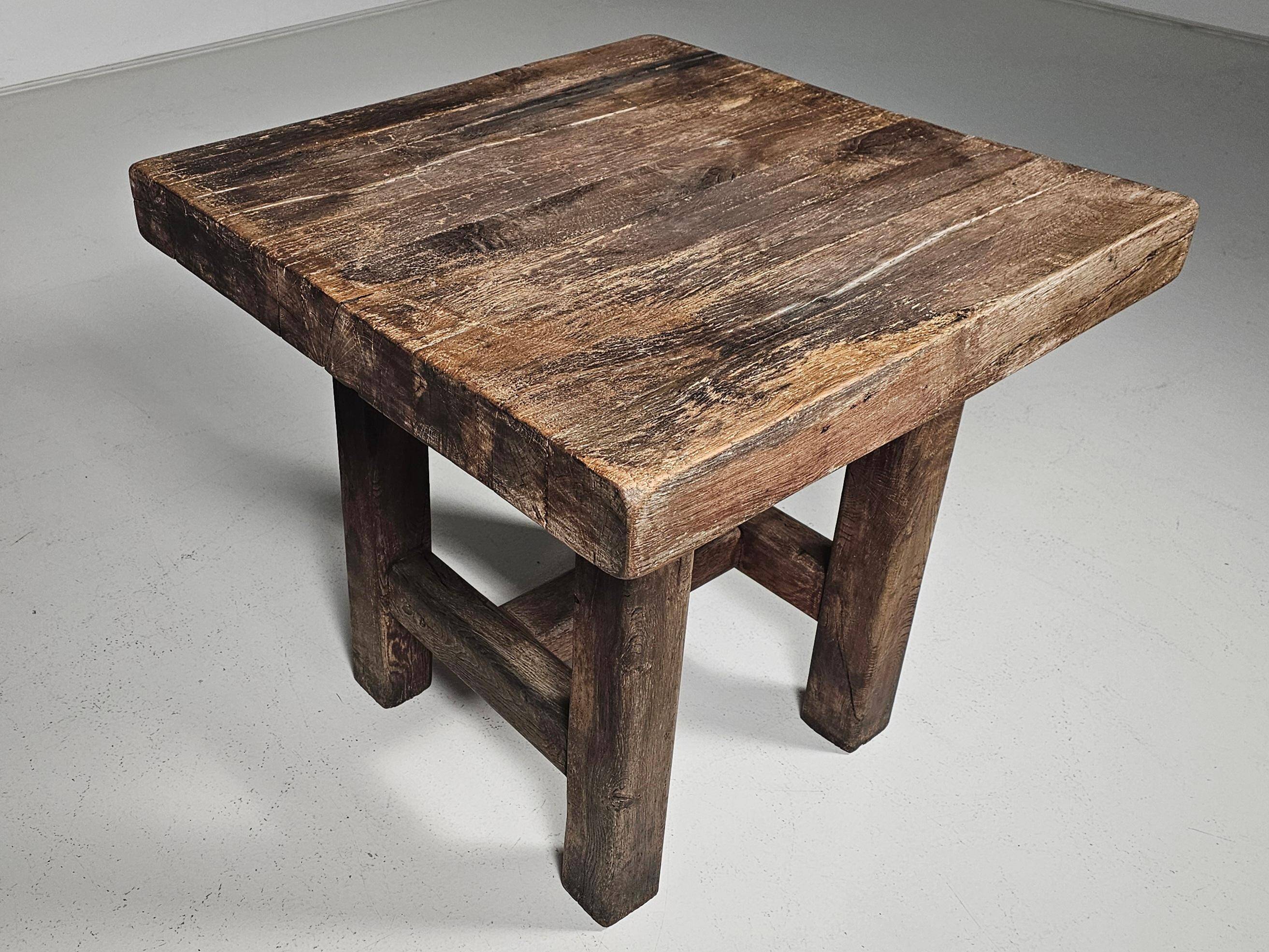 Mobichalet kitchen table/island in solid oak, Belgium, 1950s