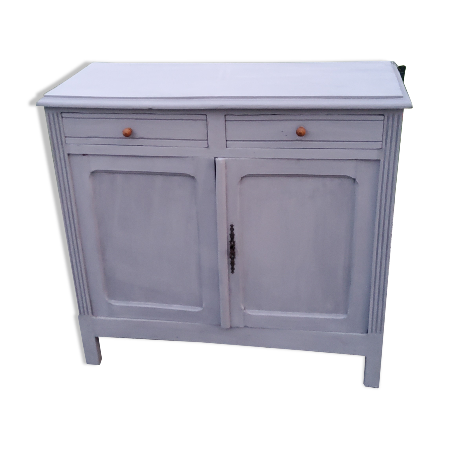 Parisian buffet patina gray 2 doors 2 drawers in solid poplar